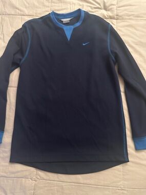 Nike Navy and Royal Blue Long Sleeve Crewneck Pullover